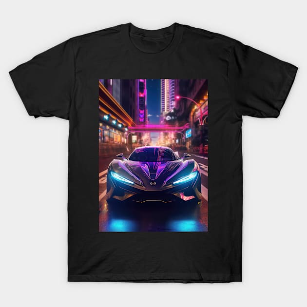 Asian Neon City Sports Car T-Shirt by star trek fanart and more